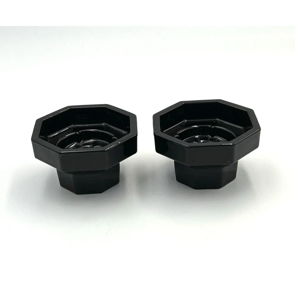 Vtg Arcoroc France Octime Black Tempered‎ Glass Candlestick Holders Taper Votive